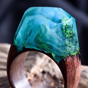 ✨ UNIQUE Wood Azure Falls Ring ✨